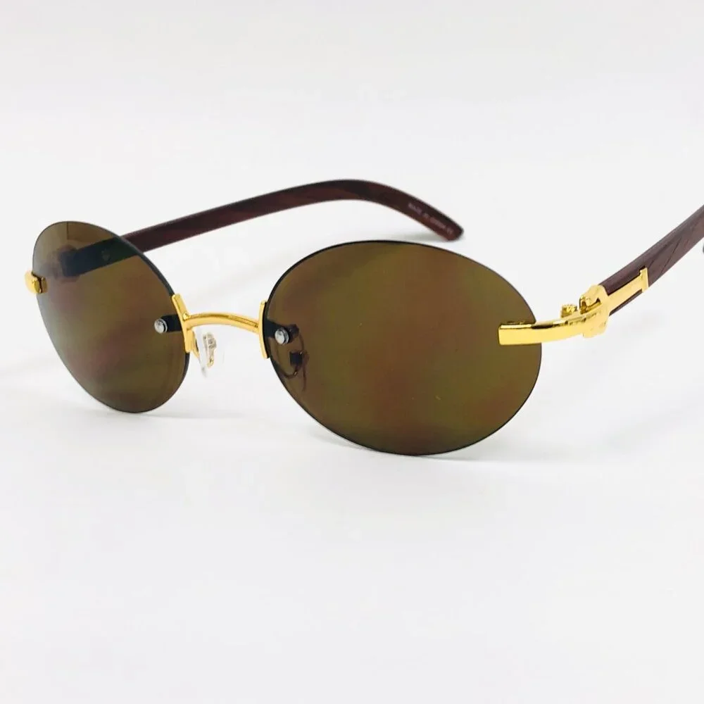 Men Hip Hop Sunglasses Round Dark Brown Lens Street Fashion Metal‎ Lentes Gafas